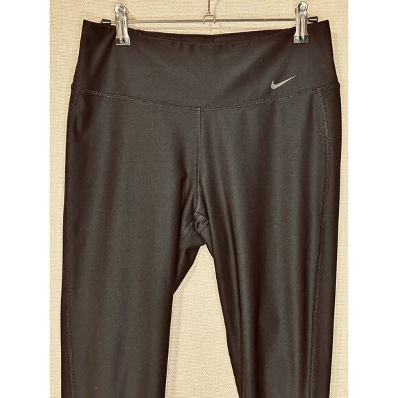 Nike Running Leggings Dri Fit Womens Medium Cropped Capri 19” Inseam Black - Picture 2 of 10